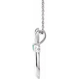 Platinum Emerald Cross 16-18" Necklace-R42369:628:P-ST-WBC