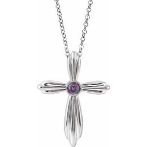 Platinum Chatham¬Æ Lab-Created Alexandrite Cross 16-18" Necklace  -R42369:643:P-ST-WBC