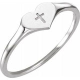 14K Rose Heart & Cross Ring Size 3-19351:111:P-ST-WBC