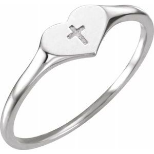 14K Rose Heart & Cross Ring Size 5-19351:108:P-ST-WBC