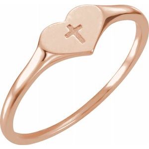 14K Rose Heart & Cross Ring Size 3-19351:111:P-ST-WBC