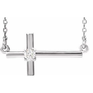 Platinum .03 CTW Diamond Sideways Cross 16-18" Necklace -R42356:618:P-ST-WBC