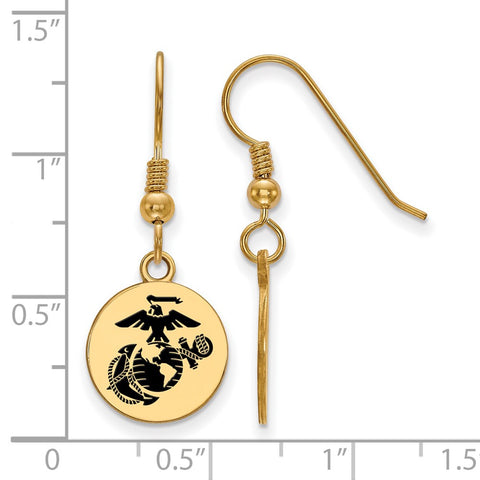 Gold Plated SS U.S. Marine Corps Epoxied Disc Dangle Earrings-WBC-GP032USMC
