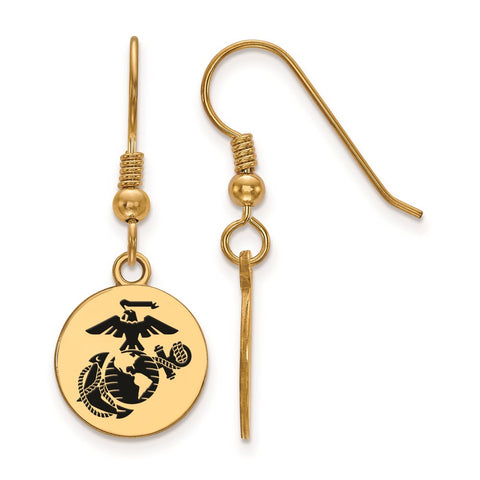Gold Plated SS U.S. Marine Corps Epoxied Disc Dangle Earrings-WBC-GP032USMC