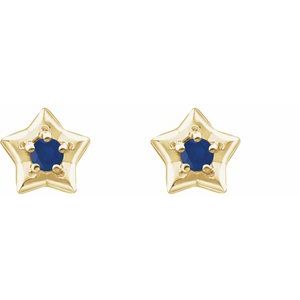 14K Yellow 3 mm Round September Youth Star Birthstone Earrings  -653421:622:P-ST-WBC