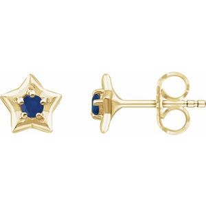 14K Yellow 3 mm Round September Youth Star Birthstone Earrings  -653421:622:P-ST-WBC