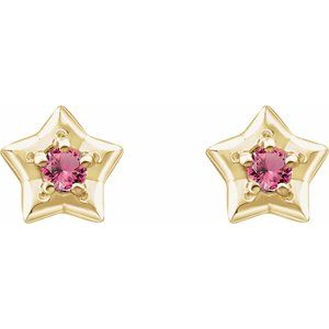 14K Yellow 3 mm Round October Youth Star Birthstone Earrings  -653421:625:P-ST-WBC