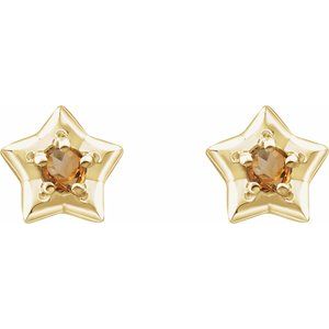 14K Yellow 3 mm Round November Youth Star Birthstone Earrings  -653421:628:P-ST-WBC