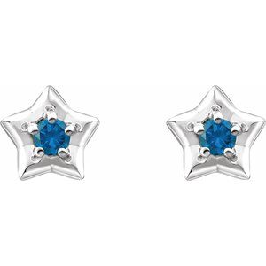 14K White 3 mm Round December Youth Star Birthstone Earrings  -653421:632:P-ST-WBC