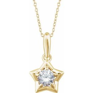 14K Yellow 3 mm Round April Youth Star Birthstone 15" Necklace-653418:643:P-ST-WBC