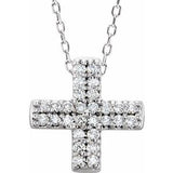 Platinum .07 CTW Diamond Cross Necklace-R42350:607:P-ST-WBC