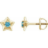 14K Yellow 3 mm Round March Youth Star Birthstone Earrings  -653421:643:P-ST-WBC