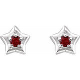 14K White 3 mm Round January Youth Star Birthstone Earrings  -653421:638:P-ST-WBC