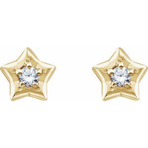 14K Yellow 3 mm Round April Youth Star Birthstone Earrings  -653421:646:P-ST-WBC