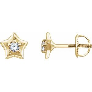 14K Yellow 3 mm Round April Youth Star Birthstone Earrings  -653421:646:P-ST-WBC