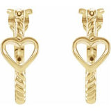 14K Yellow Pierced Heart Rope Hoop Earrings     -653407:600:P-ST-WBC