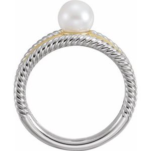14K White & Yellow Freshwater Cultured Pearl Ring-6519:603:P-ST-WBC