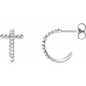 Platinum 1/4 CTW Diamond Cross Hoop Earrings-86808:603:P-ST-WBC