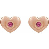 14K Rose Pink Tourmaline Heart Earrings                        -86336:666:P-ST-WBC