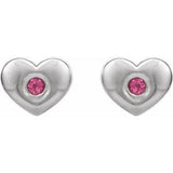 Sterling Silver Pink Tourmaline Heart Earrings                        -86336:668:P-ST-WBC