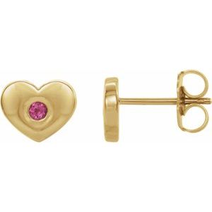 14K Yellow Pink Tourmaline Heart Earrings                        -86336:665:P-ST-WBC