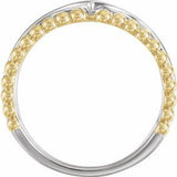 14K White & Yellow Negative Space Beaded V Ring -51781:104:P-ST-WBC
