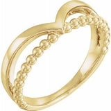 14K Yellow Negative Space Beaded V Ring      -51781:102:P-ST-WBC