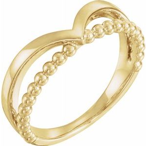 14K Yellow Negative Space Beaded V Ring      -51781:102:P-ST-WBC