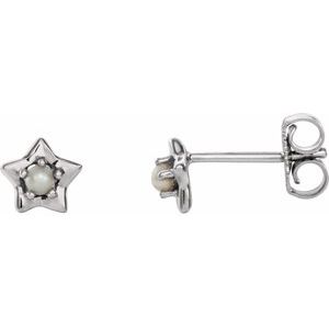 14K White 3 mm Round June Youth Star Birthstone Earrings  -653421:635:P-ST-WBC