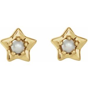 14K Yellow 3 mm Round June Youth Star Birthstone Earrings  -653421:634:P-ST-WBC