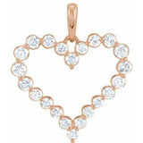 14K Rose 1 CTW Diamond Heart Pendant  -64960:602:P-ST-WBC