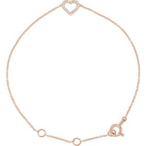 14K Rose .06 CTW Diamond Heart 7" Bracelet-68636:102:P-ST-WBC