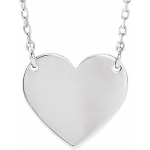 14K White Engravable 12x11 mm  Heart 16-18" Necklace-86774:1000:P-ST-WBC