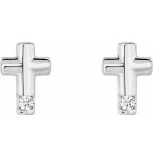 Platinum .03 CTW Diamond Cross Earrings          -R17020:639:P-ST-WBC
