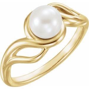 14K Yellow Freshwater Cultured Pearl Ring-6482:6001:P-ST-WBC
