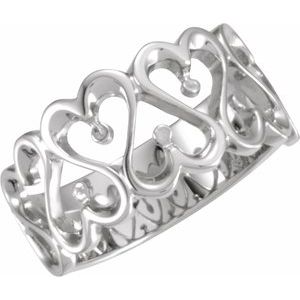 Platinum 10 mm Heart Design Band Size 7-5097:6137:P-ST-WBC