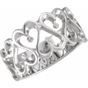 14K White 10 mm Heart Design Band Size 11-5097:6131:P-ST-WBC