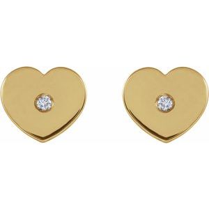 14K Yellow .01 CTW Diamond Solitaire Heart Youth Earrings  -192032:601:P-ST-WBC