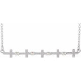 Platinum .05 CTW Diamond Sideways Cross Bar 18" Necklace  -R45400:608:P-ST-WBC