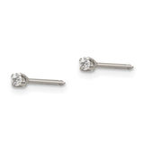 Inverness Stainless Steel Polished 2mm CZ Post Earrings-WBC-53E