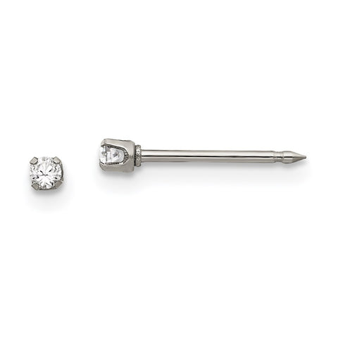 Inverness Stainless Steel Polished 2mm CZ Post Earrings-WBC-53E