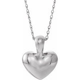 Sterling Silver Youth Heart 15" Necklace-190061:604:P-ST-WBC