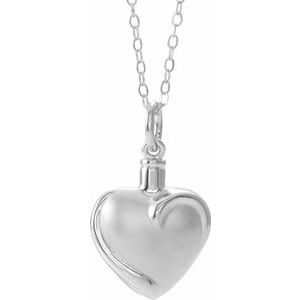 Sterling Silver Heart Ash Holder 18" Necklace-R45177:6001:P-ST-WBC