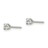 Inverness Stainless Steel Polished 3mm CZ Post Earrings-WBC-54E
