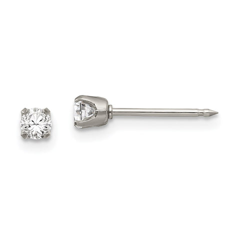 Inverness Stainless Steel Polished 3mm CZ Post Earrings-WBC-54E