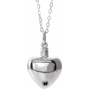 Sterling Silver Heart Ash Holder 18" Necklace-R45177:6001:P-ST-WBC