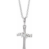 Platinum .06 CTW Diamond Cluster Cross 16-18" Necklace  -R42373:613:P-ST-WBC