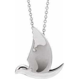 Platinum Holy Spirit Dove 16-18" Necklace  -R45402:603:P-ST-WBC