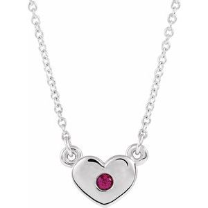 14K White Chatham¬Æ Created Ruby Heart 16" Necklace                -86335:60032:P-ST-WBC