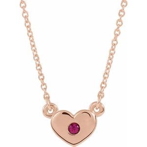 14K Rose Chatham¬Æ Created Ruby Heart 16" Necklace                -86335:60034:P-ST-WBC